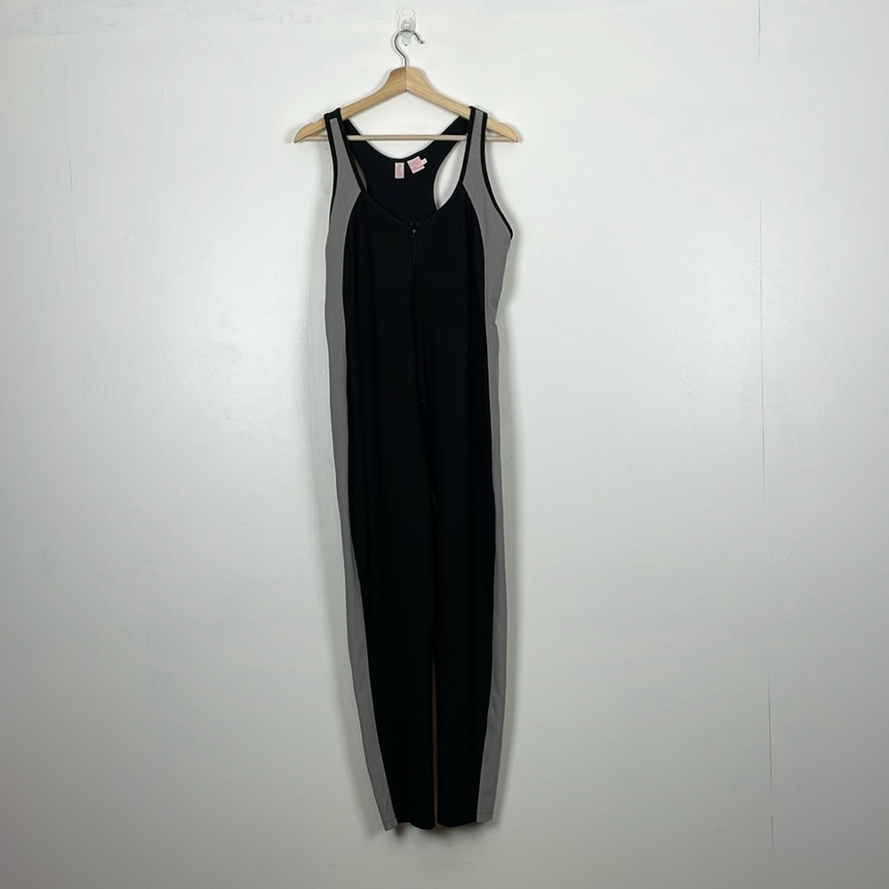 Shape FX Black Unitard Catsuit Tank Shelf Bra Active Yoga Womens XL Jumpsuit